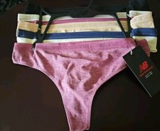 NWT NEW BALANCE WOMEN'S THONG PANTIES 5 PACK MULTI XL LOGO MSRP 50.00