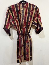 Vintage Inner Most Robe Md Sheer Red Purple Gold Stripe Floral Women  s Intimates