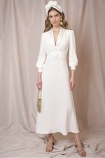 NEW RRP £849 Rixo Bridal Jodie Silk Midi Dress Silk DRESS UK12 MEDIUM SOLD OUT
