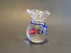 Vintage Murano Art Glass Red Fish In Bag Aquarium Paperweight/ Sculpture Signed