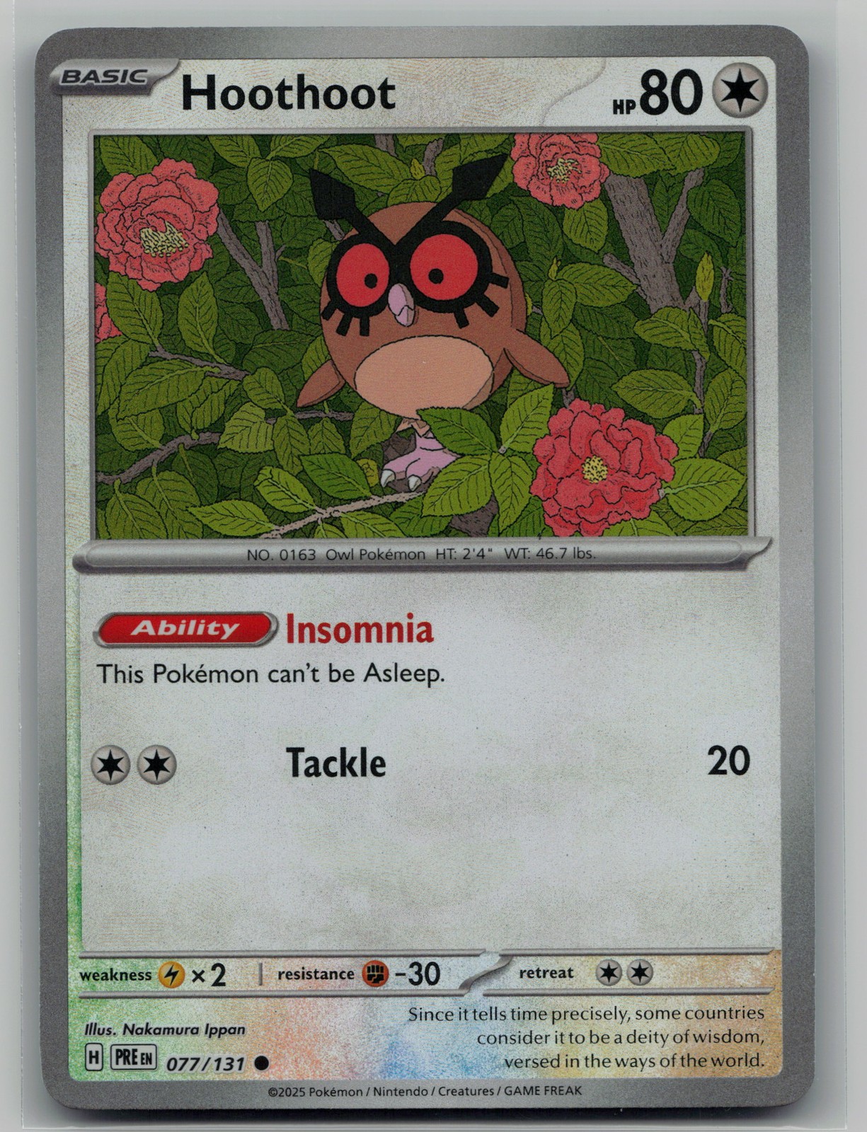 Hoothoot Common SV: Prismatic Evolutions 077/131 NM