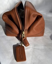 Vintage Coach Leather Travel Toiletry Cosmetic Bag British Tan