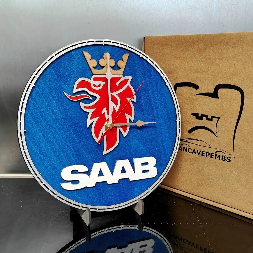 Saab Inspired Wall Clock – Garage, Man Cave, Workshop – Unique Gift - Image 1 of 1