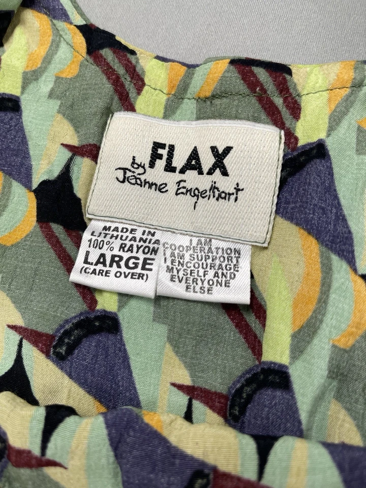 Vestido de lino para mujer grande Maxi Lagenlook viaje geométrico boho resort vacaciones Foto 4 de 4