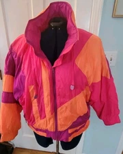Vtg East West Neon Color Block 1970s Multicolor Womens Ski Parka Large