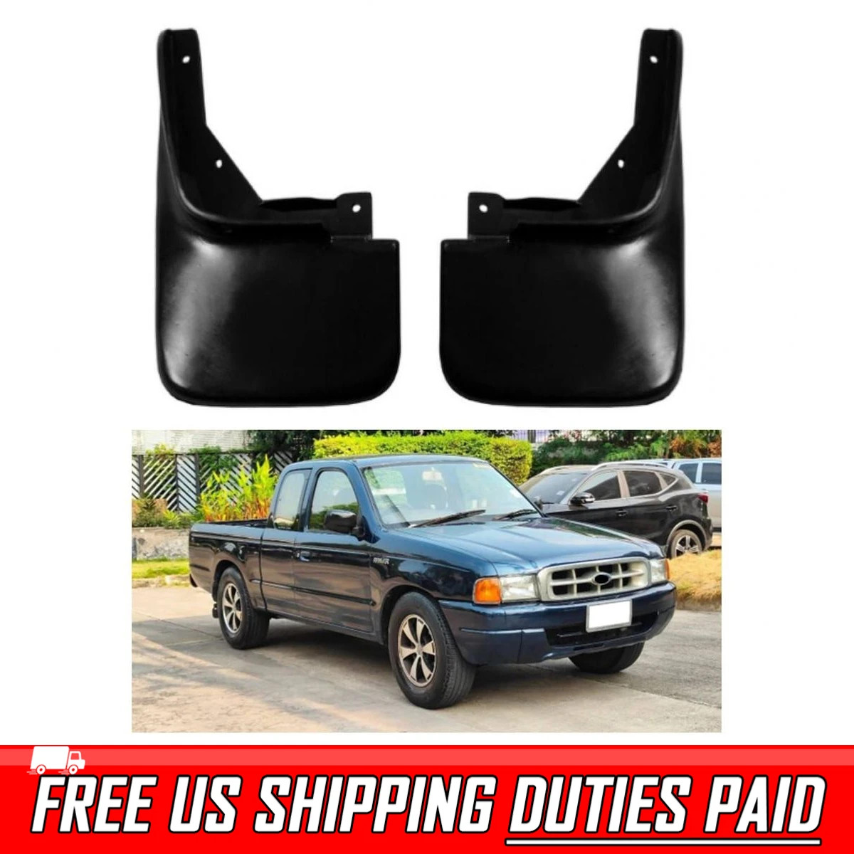 2 Rear Mud Flap Splash Guard Rubber For 1999-2002 Ford Ranger