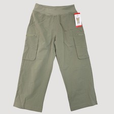 NWT Sage Collective Women's M Green Cargo Pants Cropped Stretch Pull on