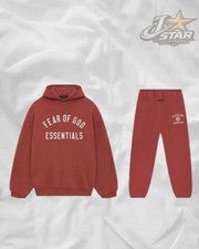 Fear of God Essentials CRIMSON hoodie/sweats, all sizes XXS-XXL available.