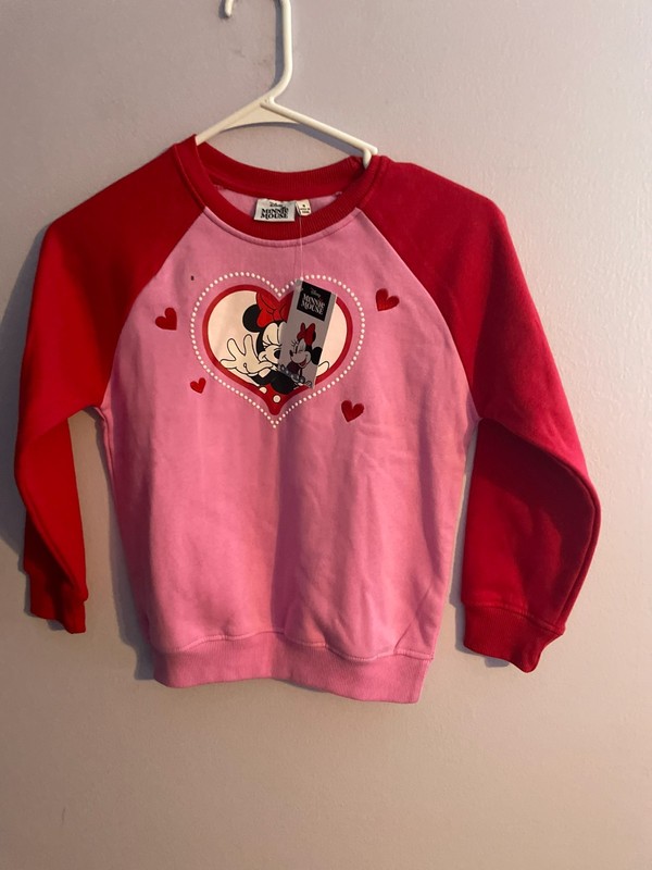 Disney Minnie Mouse Girl's Size 8 Sweatshirt Pink & Red Hearts, Minnie Mouse,