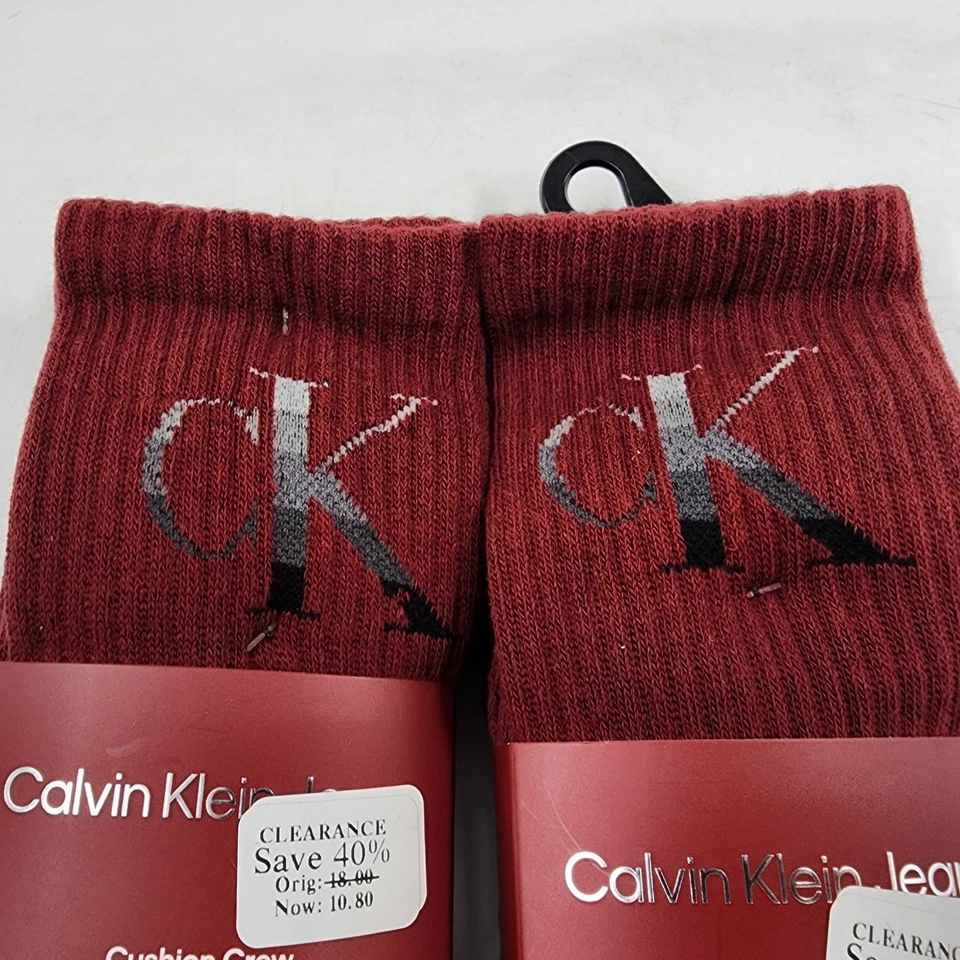 Calcetines Calvin Klein Acanalados Cojín Crew Para Hombre L/XL Borgoña Surtido - Paquete de 4 Foto 4 de 4