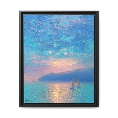 Serene Sunset Canvas Art, Framed Wall Decor, Ideal for Home Decoration, Nautical