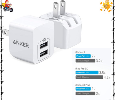 Anker 2-Pack Dual Port 12W Usb C Charger Block With Foldable Plug, Cha