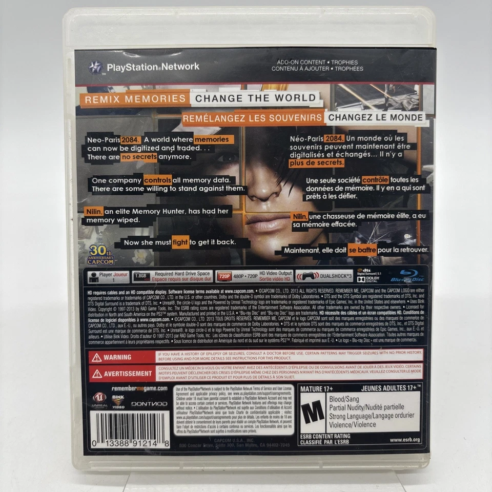 Remember Me (Sony PlayStation 3, PS3, 2013) No Manual - Image 2 of 3