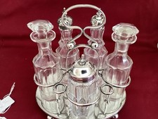 A Splendid Antique Early Victorian Sterling Silver & Glass Cruet Set