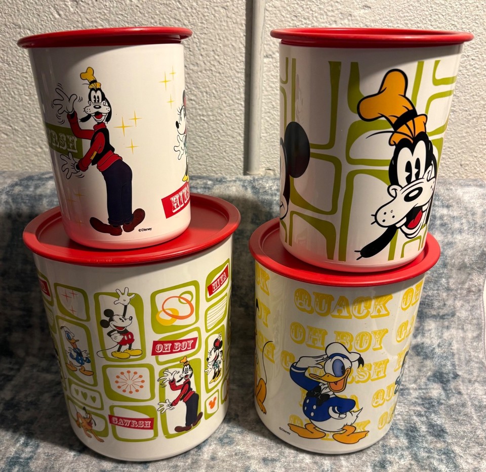 Disney Tupperware 4 piece Nesting Canister Set Mickey, Minnie, Goofy ...
