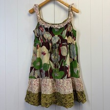 Fire Los Angeles Y2K Floral Tiered Mini Dress Womens Large Boho Cottage Prairie