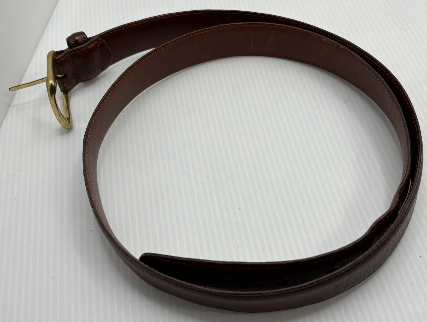 Coach Cintura Uomo Pelle Marrone 5952 Fibbia Oro Abito Accessorio Casual Tg 40