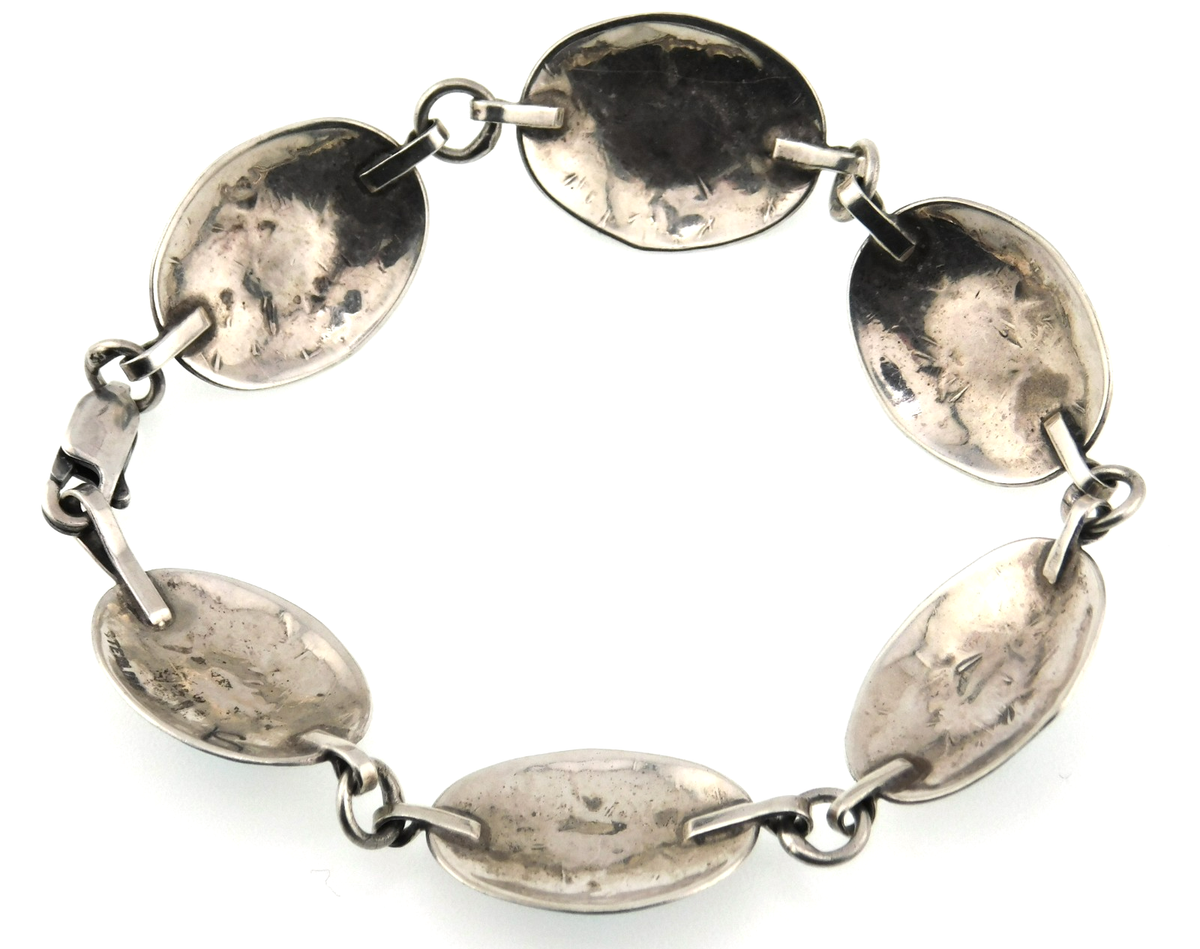 Native American Signed LS 925 Sterling Silver Oval Concho Link