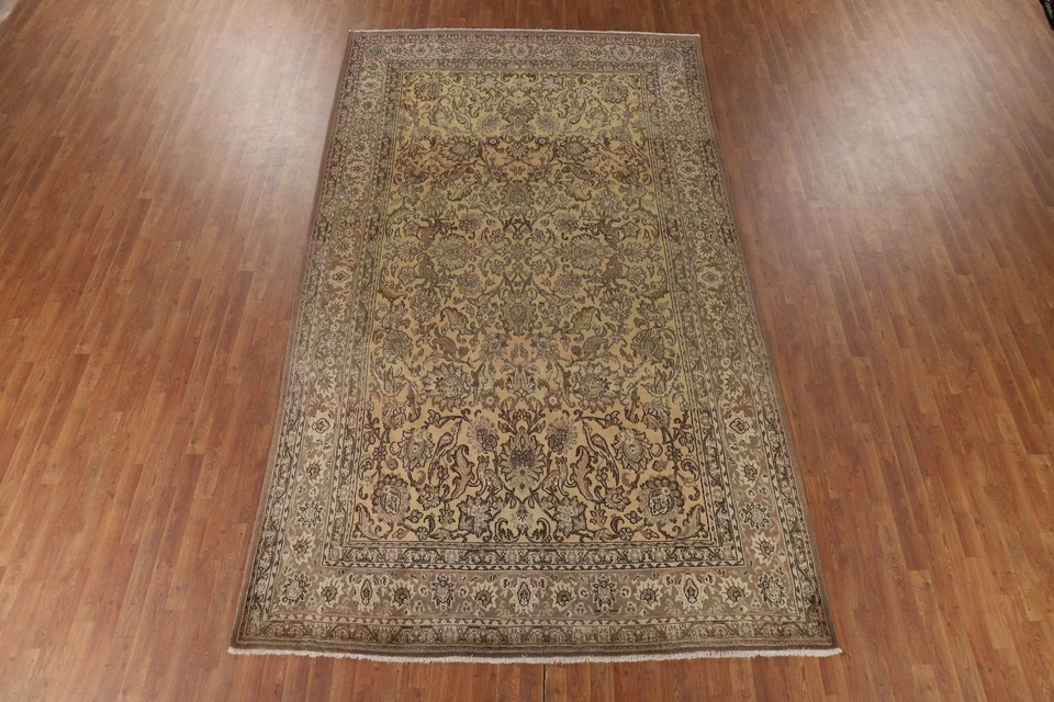 Vintage Oriental Floral Area Rug 7x13 Ft Hand-Knotted Traditional Wool Carpet - Image 3 of 4