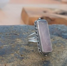 Handmade Rose Quartz Statement Ring 925 Sterling Silver Ring All Size R 543