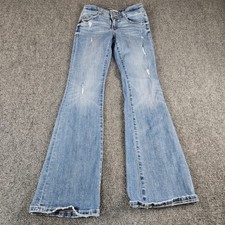 BKE Youth Girls Flare Jeans Medium Wash Distressed Size 14R WBK219R
