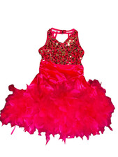 Weissman small child  s red sequin feathers dance recital jazz tap rehearsal