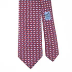 HERMES TIE 605746 HA Bird on Red Silk Necktie