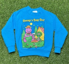 Vintage 1993 Barney  Baby Bop Sweatshirt Size 4 Teal Made In USA Camping Lyons