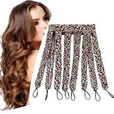 No Heat Hair Curler Headband for Long Hair, Satin Heatless Curling Leopard