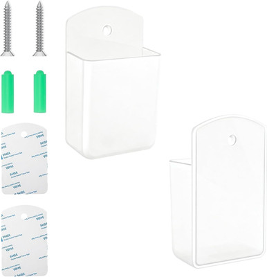 2Pcs Remote Holder Wall Mount, White Remote Control Holder for AC TV, Wall