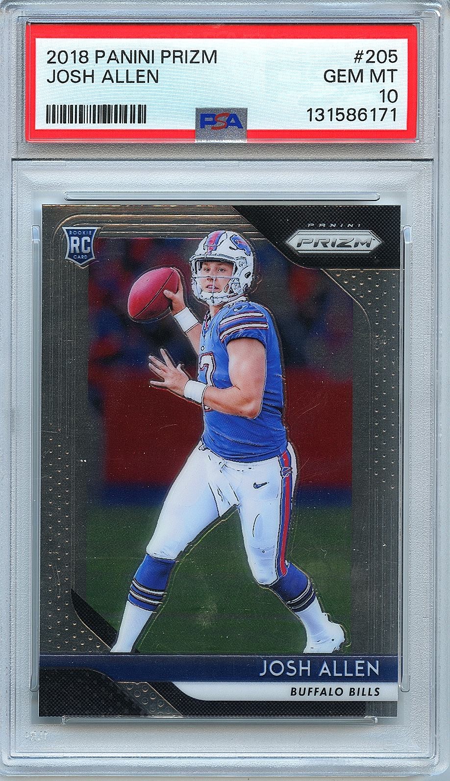Josh Allen 2018 Panini Prizm Rookie Card RC Buffalo Bills #205 PSA 10
