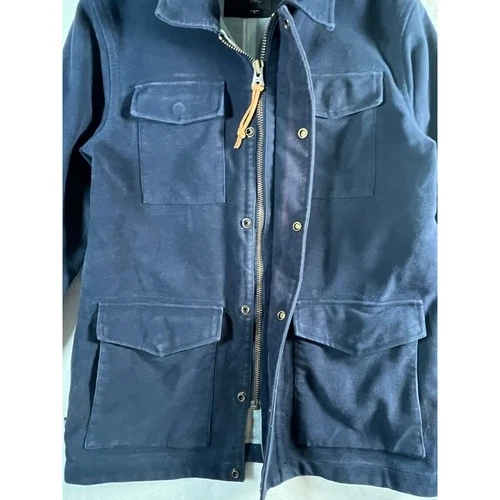 Obey Worldwide Mens M Navy Blue Zip Up Field Jacket Utility Coat Heavy Felt image 4