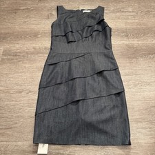 Calvin Klein Dress Womens 8 Gray Denim Chambray Sleeveless Cocktail Party Casual