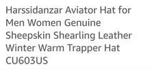 Aviator Hat for Men and Women Genuine Sheepskin Shearling Leather