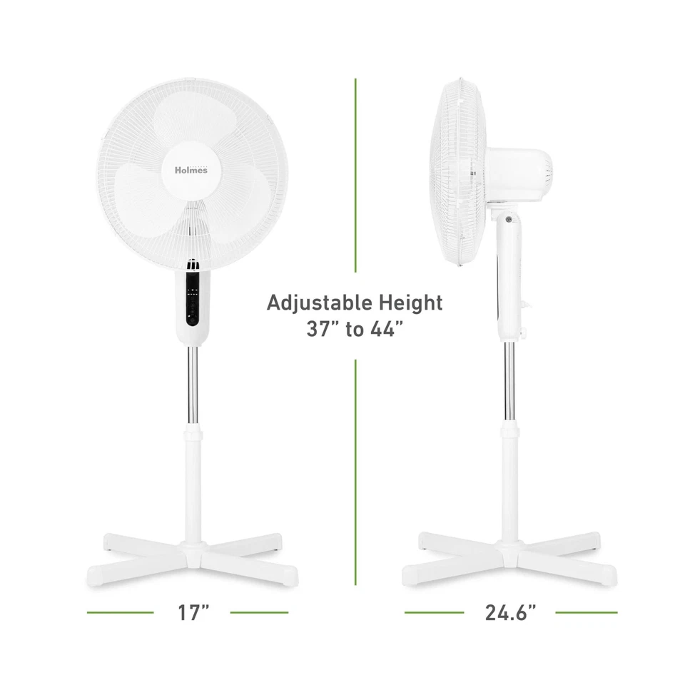HOLMES 16" Digital Stand Fan, 80° Oscillation, 3 Speeds, 3 Modes, 7.5-Hour Timer - Image 3 of 4