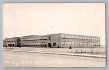 North Platte Nebraska NE Jr High School View Real Photo Postcard RPPC 1950s