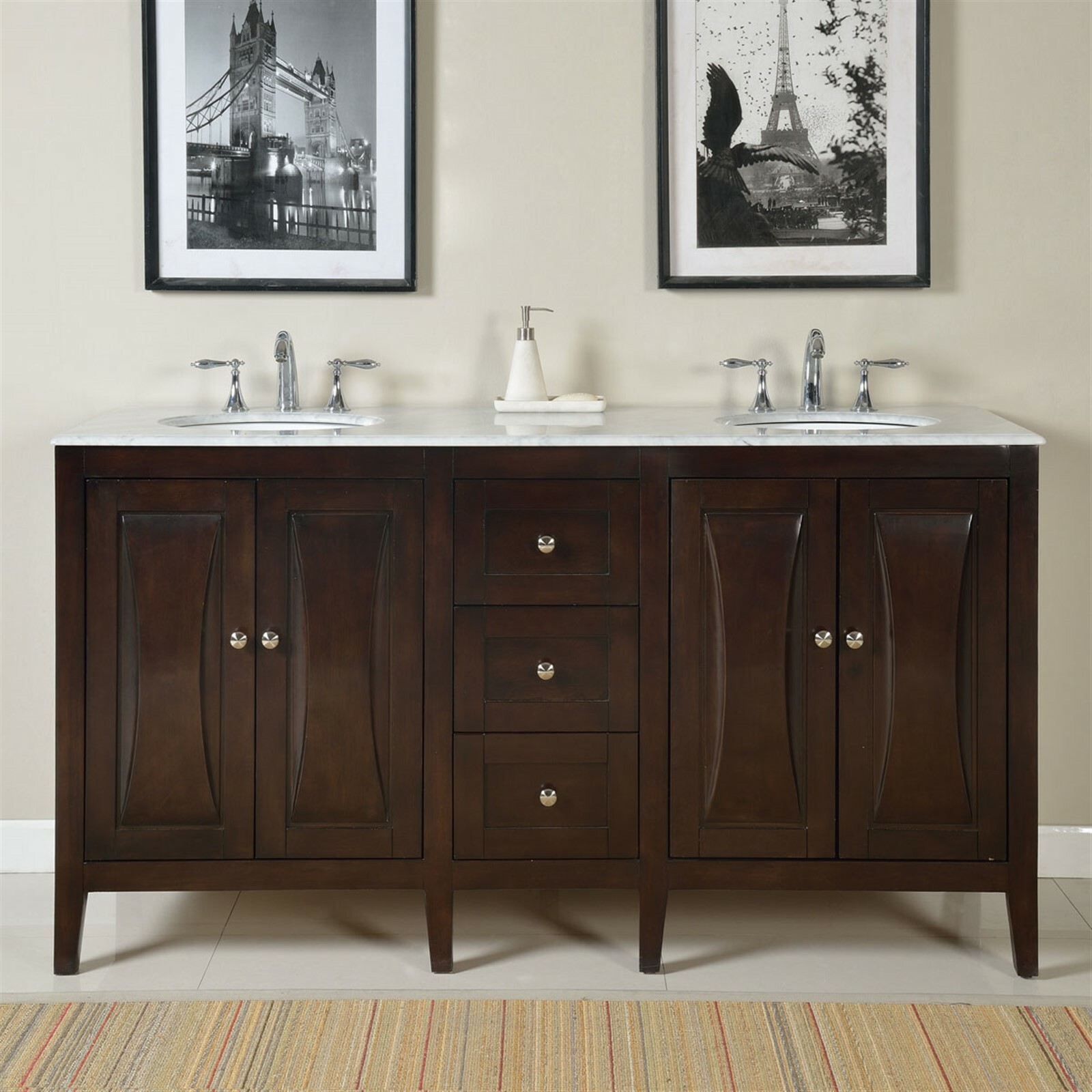 68 Inch Raised Double Sink Vanity In Bathroom Vanities