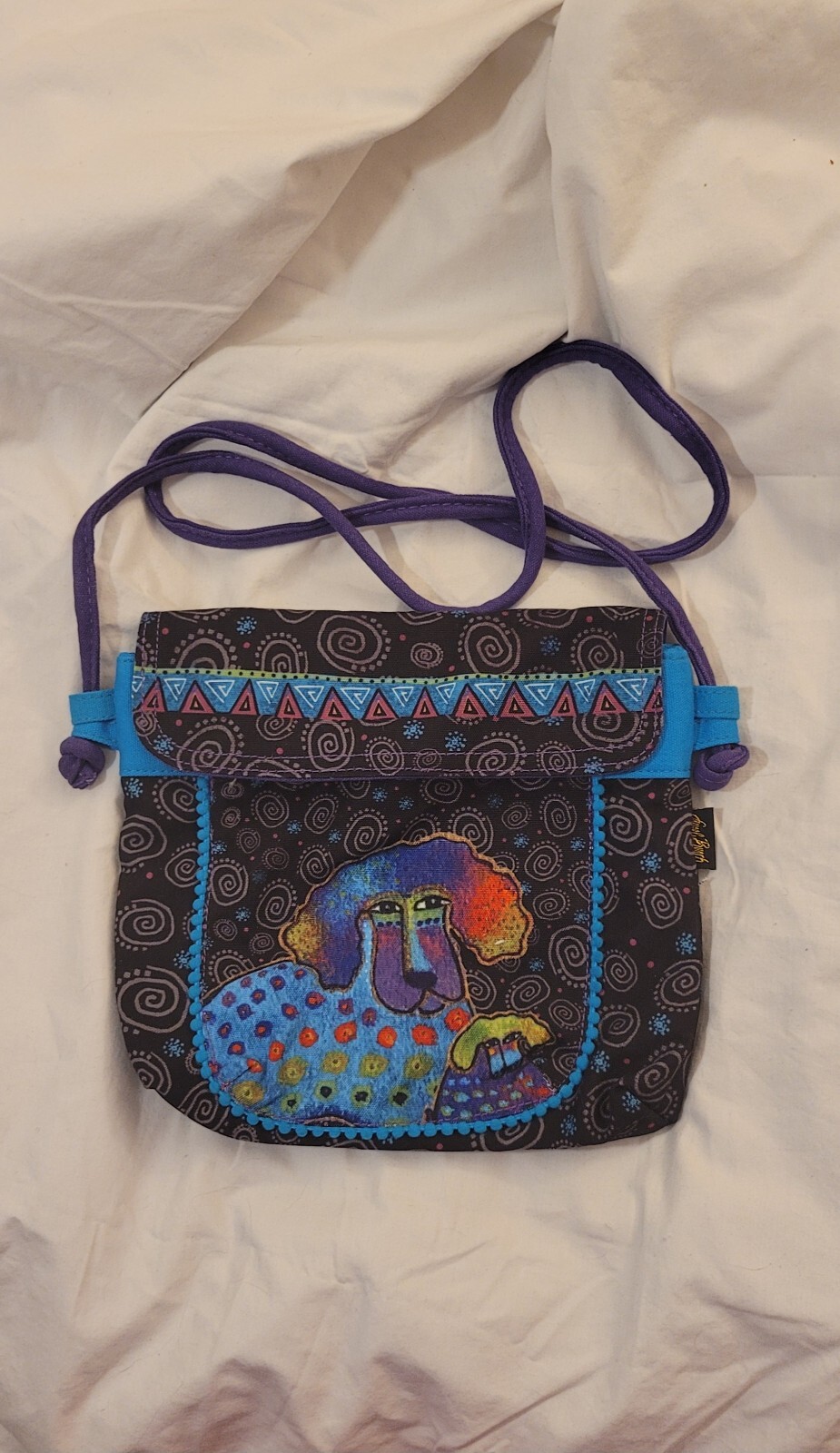 Crossbody Bag Purse dogs Blue Purple Black Laurel Burch gift travel shopping-image