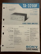 Sony TA-3200F Stereo Power Amplifier Service Manual OEM Vintage Repair