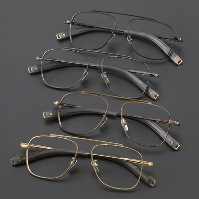Men Vintage Square Metal Eyeglass Full Rim Frame Ultra Light Spectacles
