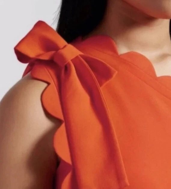 Vestido Vaina Victoria Beckham Mujer Naranja Elastizado Un Hombro Cremallera Forrado 1X Foto 3 de 4