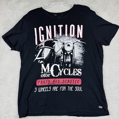 Jean Pascale Mens Sz. XL Ignition Motorcycle Cruising Black T-Shirt Short Sleeve