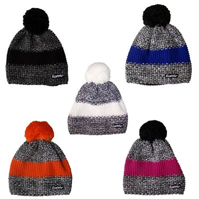 Eisbär Mützen Mütze Damen Herren Wintermütze mit Bommel Strickmütze merino blau
