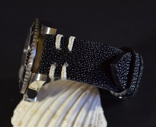 PULSERA RELOJ 22 20 18MM NEGRO BLANCO AUTÉNTICO RAYAS MA CORREA HECHA A MANO PARA ROLEX - Imagen 6 de 12