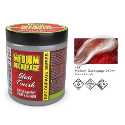 Decoupage Medium Gloss 250ml - acrylic adhesive sealer and varnish for modelling