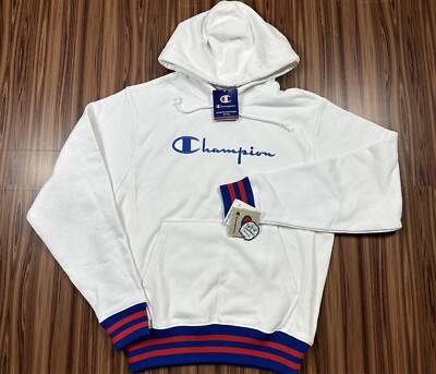 Champion Sweatshirt Sweater Mens Size S White Spellout Hoodie