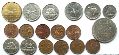 Kanada Canada Lot von 18 Münzen 1952-2000 - Bild 1 von 2