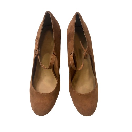 NWT BAMBOO Camellia Style Mary Jane Pump Heels in Camel Tan Suede Women's SZ 10 - Picture 6 of 11