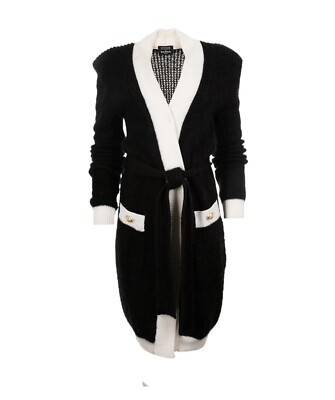 Balmain Long Mohair Two Tone Strickjacke FR 38