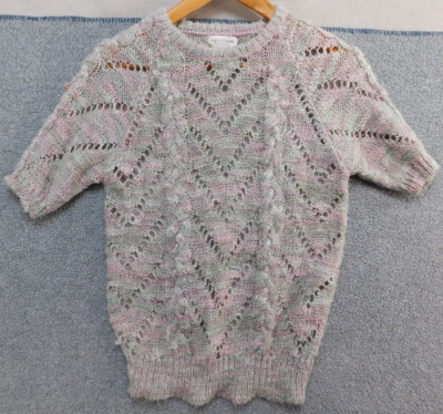 Fay's Closet Vintage Ladies Sweater Top Size Medium Pink Open Knit Pullover
